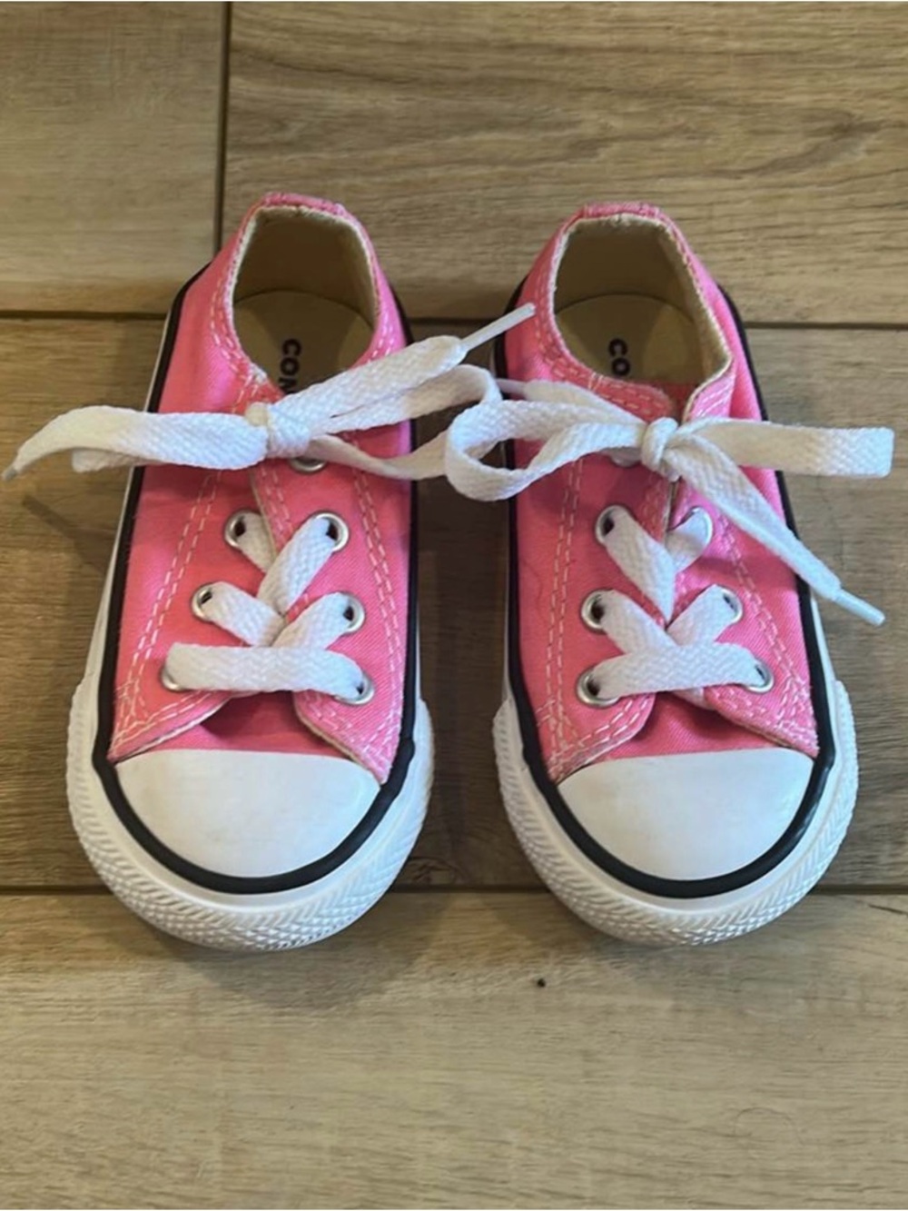 Converse Pink Kids Canvas Sneakers with White Laces